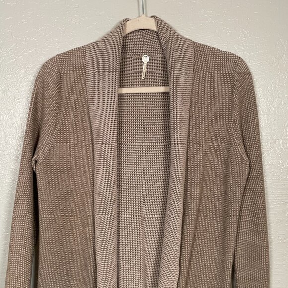 Margaret OLeary Women S Beige Knit Cardigan Sweater Open Drape Front Long Sleeve - Picture 3 of 9